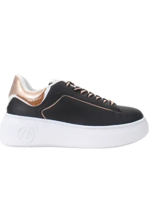 Armani Exchange Sko, Dame, Sort, 37 EU, Læder, Læder Sneakers med Hævet Gummisål