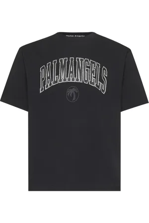 Palm Angels Top, Herre, Sort, L, Bomuld, Glitter Logo Sort Bomulds T-shirt