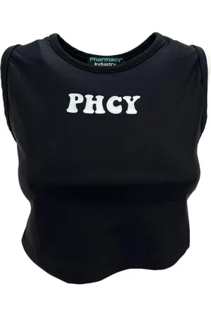 PHARMACY INDUSTRY Top, Dame, Sort, S, Uld, Ærmeløs Lycra Logo Top