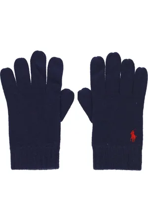 Ralph Lauren Tilbehør, Herre, Blå, ONE SIZE, Uld, Blå Uldhandsker med Ikonisk Pony Broderi