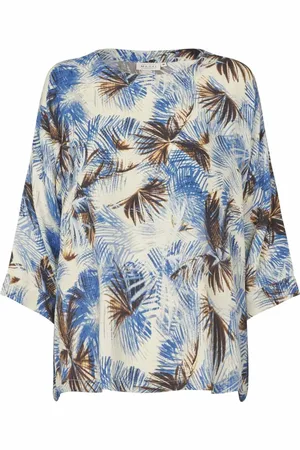 Masai Bluser & Skjorter, Dame, Blå, 2XL, Uld, Blåt Print Bluse Mabecca Della