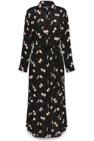 Elena Miro Kjole, Dame, Sort, 4XL, Trykt skjortekjole