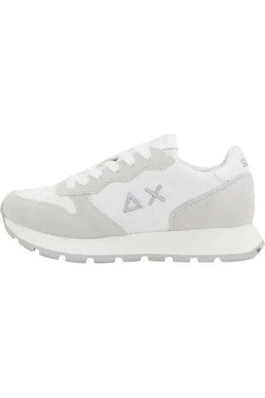 sun68 Sko, Dame, Hvid, 38 EU, Læder, Glitter Tekstil Sneakers med Logo