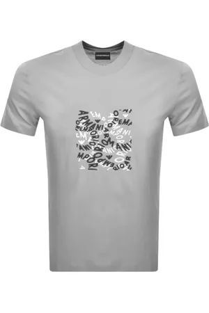 Emporio Armani Top, Herre, Grå, 2XL, Bomuld, Bomuld T-shirt med Frontlogo