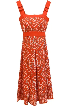 Carolina Herrera Kjole, Dame, , 2XS, Bomuld, Fliseprint Kjole med Bælte Detalje
