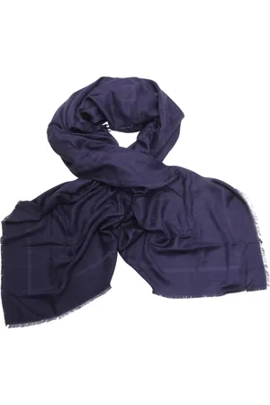 Elisabetta Franchi Tilbehør, Dame, Blå, ONE SIZE, Jacquard Pashmina Tørklæde med Frynsekant
