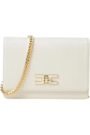 Elisabetta Franchi Taske, Dame, Hvid, ONE SIZE, Læder, Imiteret læder crossbody taske med frontlogo