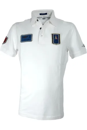 Aeronautica Militare Top, Herre, Hvid, 4XL, Bomuld, Tricolor Arrows Polo Shirt med korte ærmer