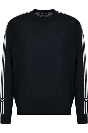 Emporio Armani Strik, Herre, Sort, XL, Uld, Uld Crewneck Logo Sweatshirt