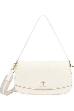 Twin-Set Taske, Dame, Hvid, ONE SIZE, Uld, Elegant Skuldertaske med Magnetisk Lukning