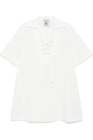 SEMICOUTURE Kjole, Dame, Hvid, XS, Hvide Kjoler med Sideslidser Lommer
