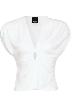 Pinko Bluser & Skjorter, Dame, Hvid, XS, Hvid Lace-Up Viskose Top