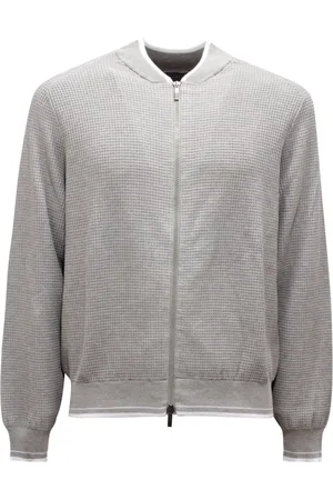 PESERICO SIGN Strik, Herre, Grå, XL, Bomuld, Fuld lynlås bomuld cardigan sweater