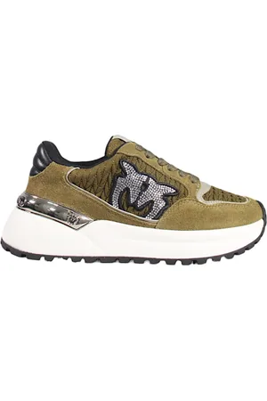Pinko Sko, Dame, Brun, 38 EU, Læder, Stof- og ruskindssneakers med logo