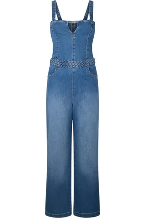 Liu Jo Jumpsuits & Playsuits, Dame, Blå, W30, Denim, Denim jumpsuit med V-udskæring og flare bukser