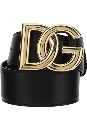 Dolce & Gabbana Tilbehør, Dame, Sort, 90 CM, Læder, Monogramspænde Kalveskindbælte