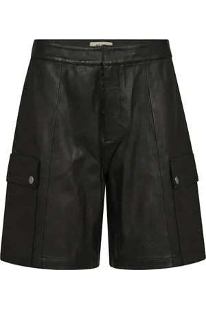 Mos Mosh Shorts, Dame, Sort, L, Læder, Sorte Lædershorts Workwear Stil