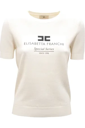 Elisabetta Franchi Top, Dame, Hvid, XS, Uld, Strikket uldtrøje i elfenbenmodel