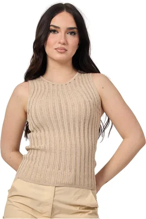 Patrizia Pepe Strik, Dame, , XS, Nylon, Ærmeløs Ribtop med Fly-detalje