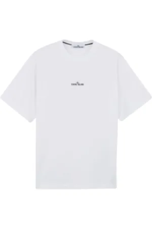 Stone Island Top, Herre, Hvid, S, Bomuld, Trykt Bomuld Jersey T-shirt