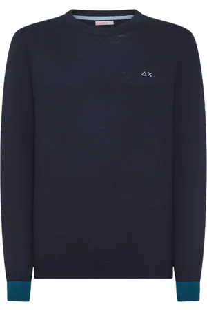 sun68 Strik, Herre, Blå, 2XL, Uld, Uldblanding Pullover med Logo