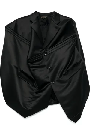 Comme des Garçons Jakke, Dame, Sort, S, Polyester, Asymmetrisk Deconstructed Gilet