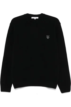 Maison Kitsuné Strik, Herre, Sort, M, Uld, Sort Sweater med Stil