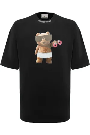 DIEGO VENTURINO Top, Herre, Sort, M, Bomuld, Trykt Crew Neck T-Shirt