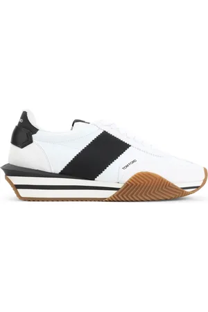 Tom Ford Sko, Herre, Hvid, 42 1/2 EU, Uld, Hvide lædersneakers, stilfuld model