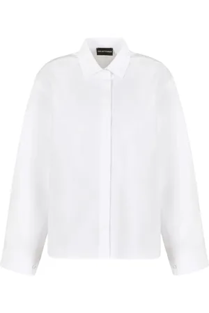 Emporio Armani Bluser & Skjorter, Dame, Hvid, XS, Bomuld, Bomuld Kimono Ærme Skjorte