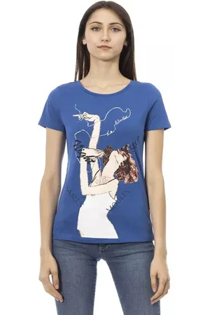 Trussardi Top, Dame, Blå, S, Bomuld, Elegant blå kortærmet tee