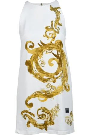 VERSACE Kjole, Dame, Hvid, XS, Bomuld, Denim bomuldskjole med lynlåslukning