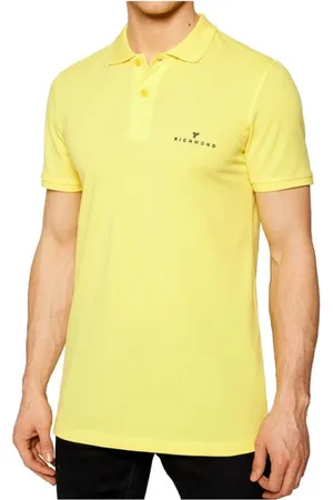 John Richmond Top, Herre, Gul, M, Bomuld, Bomuld Polo Skjorte med Knappet Krave