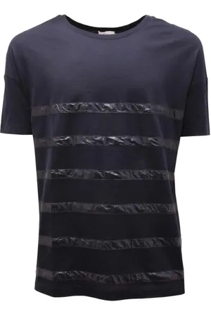 Moncler Top, Herre, Blå, S, Uld, Stilfuld Strik Trøje med Nylon Indsæt