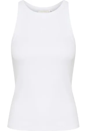 Gestuz Top, Dame, Hvid, L, Cropped Logo Tank Top Bright
