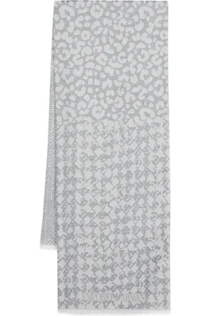 Emporio Armani Tilbehør, Dame, Blå, ONE SIZE, Polyester, Viskose Tørklæde med Frynsede Kanter