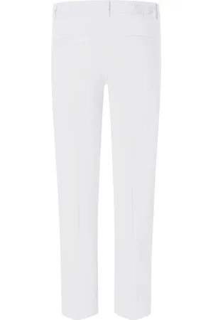 Cambio Bukser, Dame, Hvid, M, Hvide Cropped Bukser med Pressede Folder