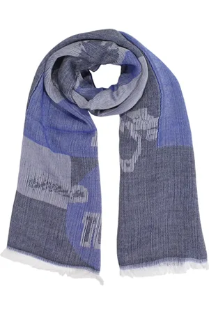 ALVIERO MARTINI 1A CLASSE Tilbehør, Dame, Blå, ONE SIZE, Uld, Flosset Kant Akryl Tørklæde