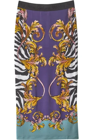 VERSACE Nederdel, Dame, Flerfarvet, XS, Organza, Zebra Barok Lang Organza Nederdel