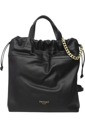 Twin-Set Taske, Dame, Sort, ONE SIZE, Læder, Eco-læder shopper taske med snøre