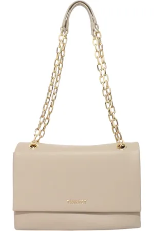 Twin-Set Taske, Dame, , ONE SIZE, Uld, Eco-læder skuldertaske med frontlogo