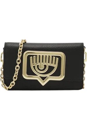 Chiara Ferragni Taske, Dame, Sort, ONE SIZE, Læder, Eco-læder Crossbody Taske med Frontlogo