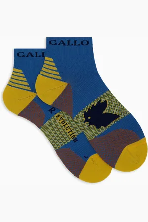 Gallo Undertøj, unisex, Flerfarvet, S, Unisex super korte lyseblå tekniske frotté sokker med zigzag motiv