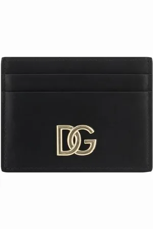 Dolce & Gabbana Tilbehør, Dame, Sort, ONE SIZE, Uld, Ikonisk Kortholder med Guldplade