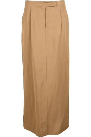 Max Mara Nederdel, Dame, Brun, L, Elegant Linen Blend Gonna Nederdel