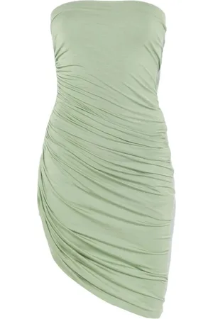 Norma Kamali Kjole, Dame, Grøn, S, Elegant Strapless Mini Kjole