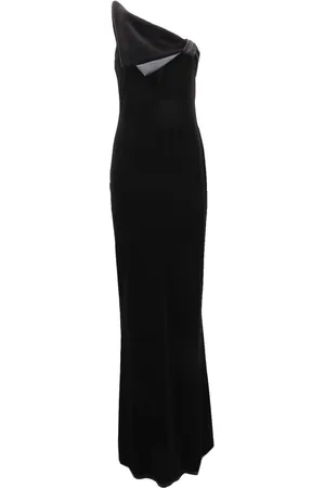 Emporio Armani Kjole, Dame, Sort, S, Uld, En-skulder lang fløjl kjole