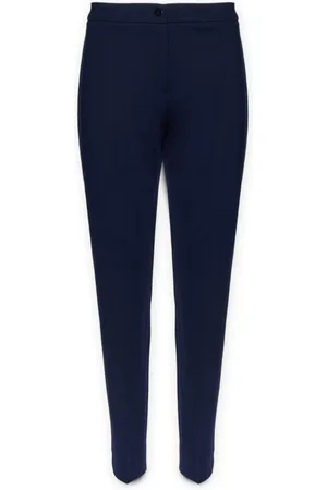 Elena Miro Bukser, Dame, Blå, XL, Læder, Slim Hose in Maille Milano