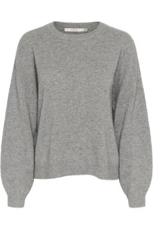 Gestuz Strik, Dame, Grå, XS, Cashmere, River Stone Melange Strik Pullover