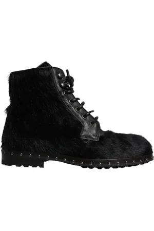 Dolce & Gabbana Sko, Herre, Sort, 42 EU, Læder, Studded Læder Ankelstøvler